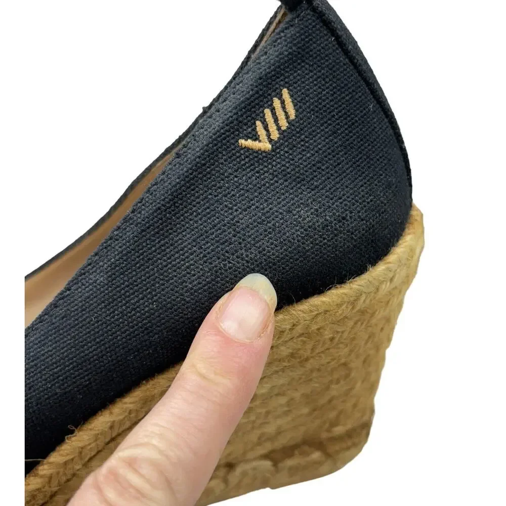 Viscata Barcelona Wedge Womens 10 US 41 EU Roses Black‎ Canvas Espadrilles Shoes